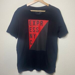 EXPRESS NYC Graphic Print Black T-Shirt Slim Fit 100% Cotton Mens Sz M
